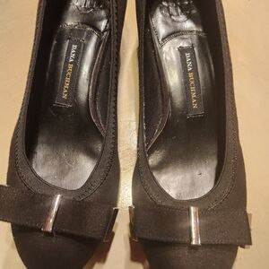 Dana Buchman Black Flats with Bow Accent